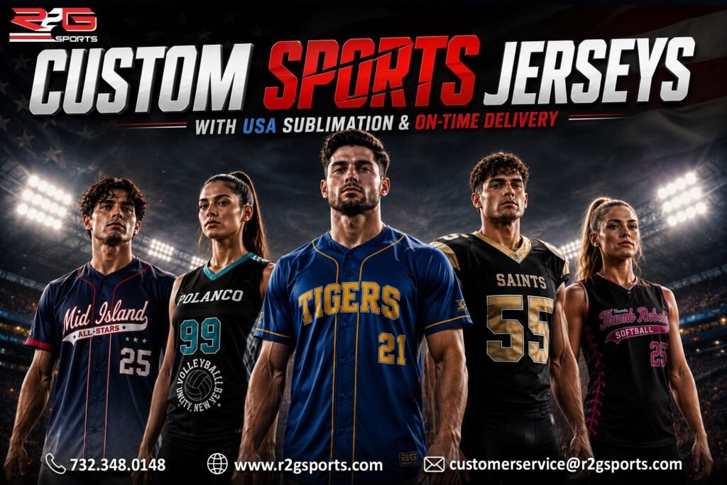 Custom Sports Jerseys With USA Sublimation & On-Time Delivery R2G Sports