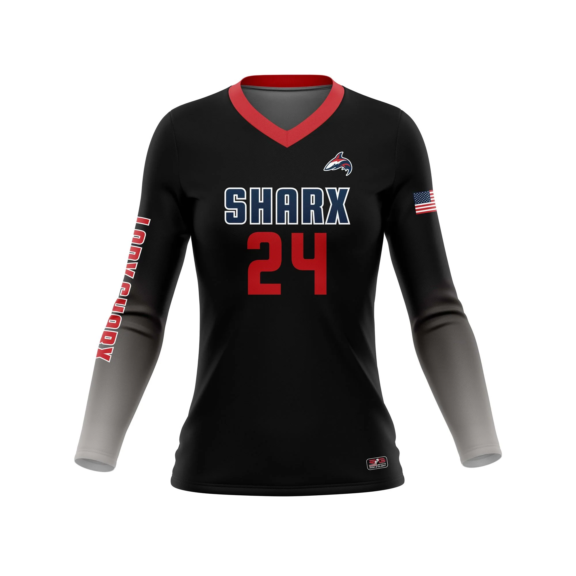 Full Dye Sub Long Sleeve Jersey - Pro Fit Volleyball Pattern - Womens/Youth Girls