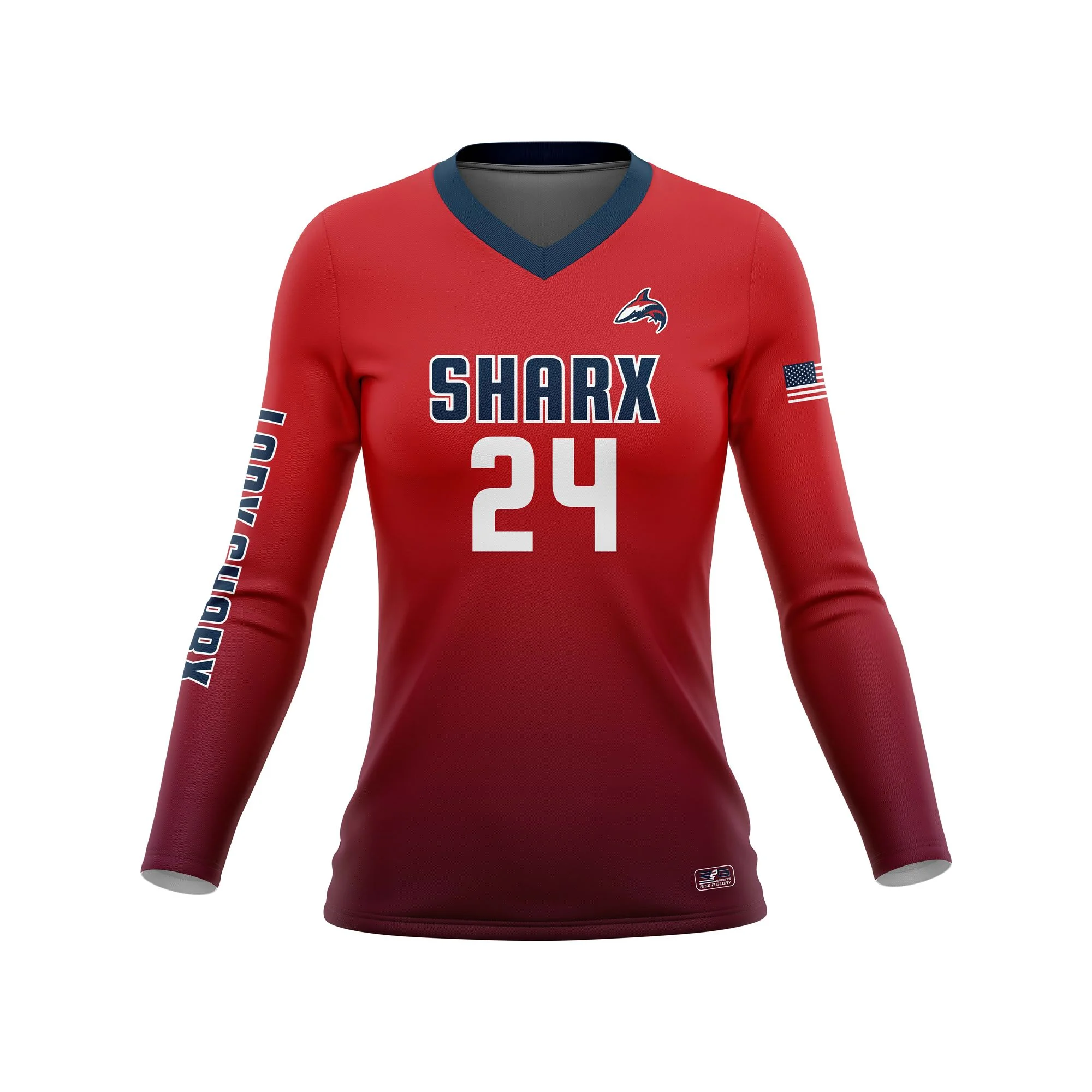 Full Dye Sub Long Sleeve Jersey - Pro Fit Volleyball Pattern - Womens/Youth Girls - Image 4