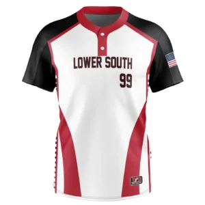 Full Dye Sub Baseball/Softball Two Button Short Sleeve Pullover Jersey - Varsity Pattern - Adult/Youth