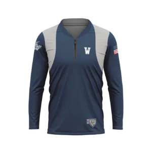 Full Dye Sub Batting Jacket - Quarter Zip Pullover - Long Sleeve - Sideseam zipper opening - Unlined - Adult/Youth