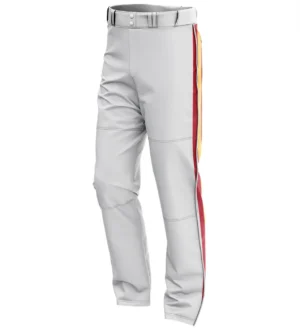 Varsity Pattern Baseball Pant - Non-sublimated fabrics - with Piping or Braid - Full Length Open Bottom - Adult/Youth - available in 7 stock body fabric colors
