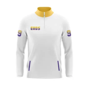 Full Dye Sub Quarter Zip Woven Microfiber Warmup Jacket with Caped Back - Long Sleeves - Adult/Youth